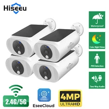 Hiseeu WIFI Solar Battery 4MP Wireless Security Camera PIR Detection 2 Way Audio