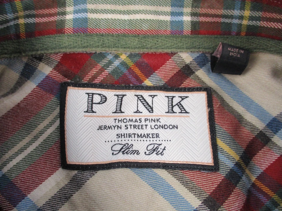 Camisa masculina Thomas rosa xadrez vermelha GG borgonha slim fit manga longa botão para cima - Imagem 4 de 4