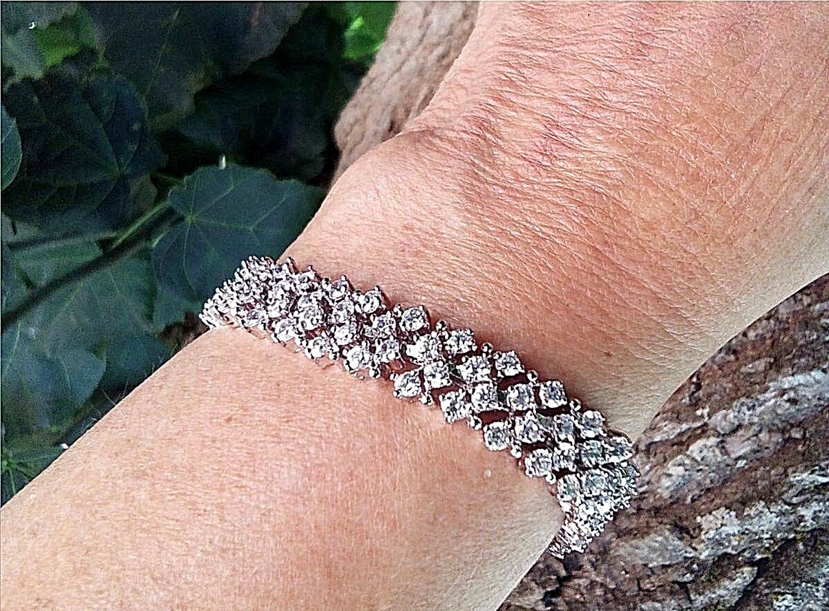 Bracelet cristaux brillants CZ souple en gold filled 17,5cm BR185A neuf