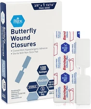 Butterfly Wound Closures [Pack of 100 Butterfly Stitch Bandages]- Sterile Wou...