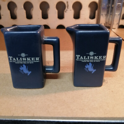 Talisker Whisky 2x Krug/Kanne 0,1 l blau Glas Isle of Skye Keramik