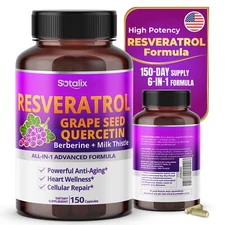 Resveratrol 24,000mg with Grape Seed + Quercetin Berberine + Milk Thistle Pow...