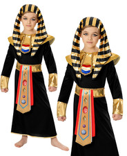 Black Pharaoh Costume Boys Egyptian King Fancy Dress Outfit Book Day Age 3-8