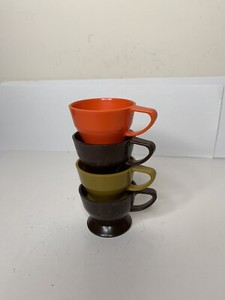 Vintage Solo Cozy Cup Plastic Holders Mixed Colors Brown Orange Yellow Set of 4