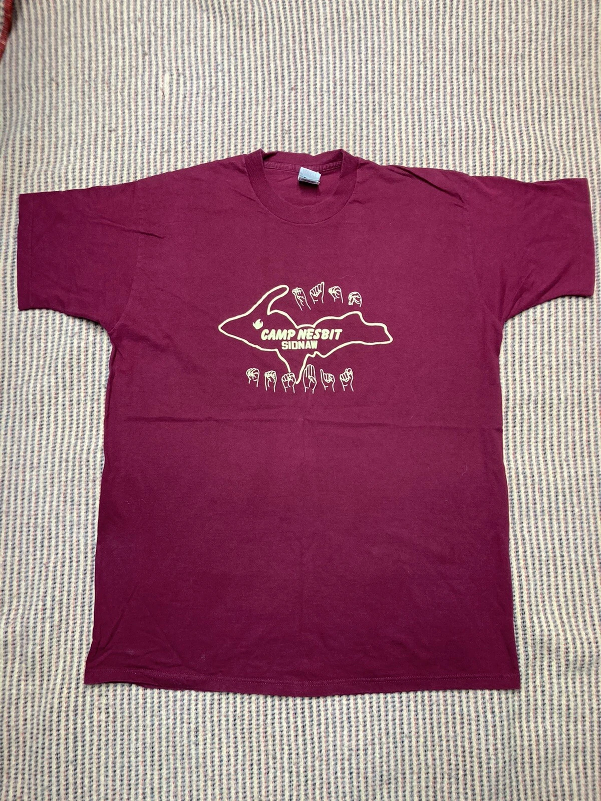 Vintage 90s t shirt camp Nesbit sign language retreat deaf XXL 2XL Michigan
