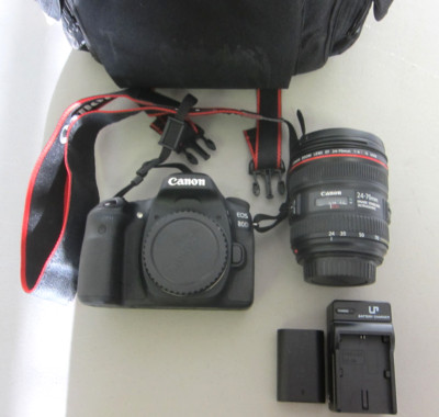 Canon EOS 80D 24.2MP Digital SLR Camera W/ZOOM LENS EF 24-70MM 1:4 L IS USM LENS