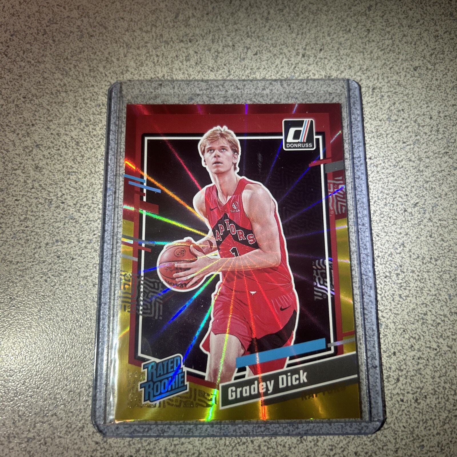 2023-24 Donruss #247 Gradey Dick Toronto Raptors Red and Gold Laser Holo