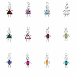 14K Yellow Gold Girl with Light Green CZ August Birthstone Charm Pendant