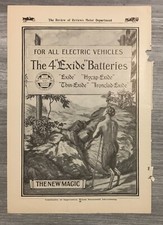 1914 THE 4 EXIDE BATTERIES 7x10" Automotive PRINT AD For All Electric Vehicles