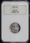1935 Buffalo Nickel NGC MS-65 Old Fatty Holder - Perfect Hologram!