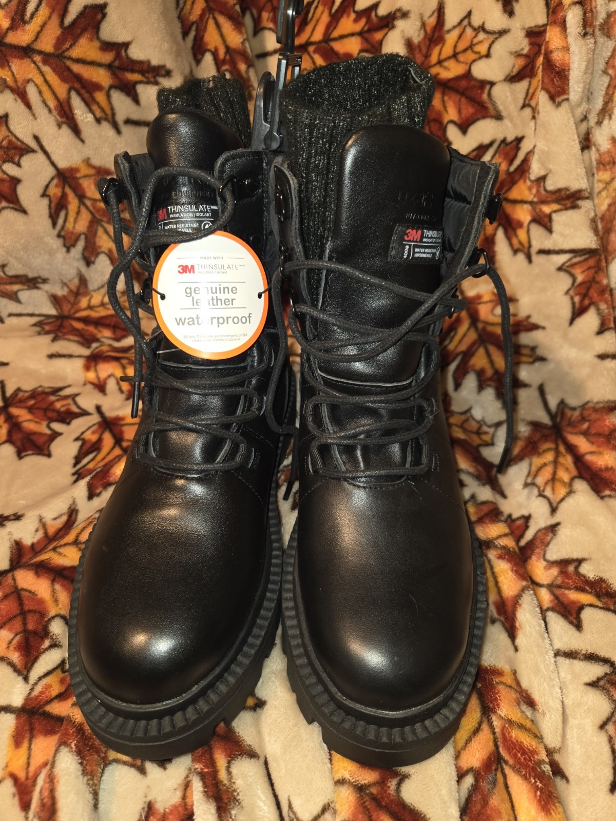 Womans NWT Ozark Trail Lace Up Combat Style SnowBoots 6 Black Waterproof