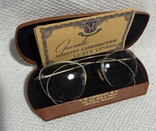 Antique Rimless Eyeglasses w/ Original Case  Guarantee Card Early 1900s 12K GF