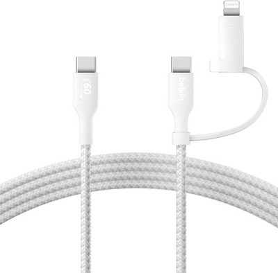 BoostCharge Pro 2-in-1 Cable with USB-C Connector, 1.5M, White