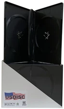 USDISC DVD Cases Standard 14mm Economy, Quadruple 4 Disc (Black) Lot