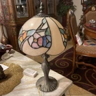 Vintage Tiffany Style Stained Glass Table Lamp-16in Multi Color  Floral