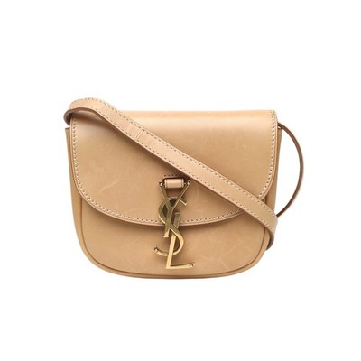 SAINT LAURENT KAIA Saddle Bag Mini 15cm Milky Tea Calfskin Crossbody Bag
