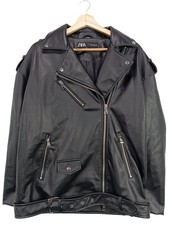 ZARA Giacca in ecopelle Donna Giacca Taglia IT 40 nero stile casual