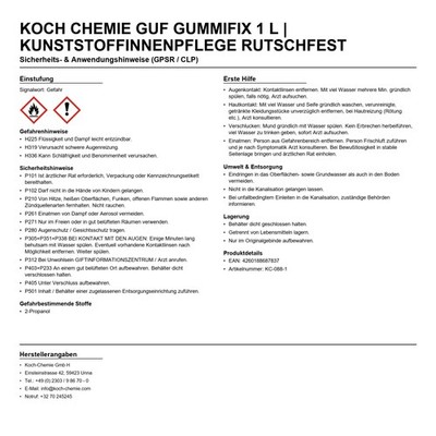 Koch Chemie GUF Gummifix 1 l | Kunststoffinnenpflege rutschfest Auto Reinigung