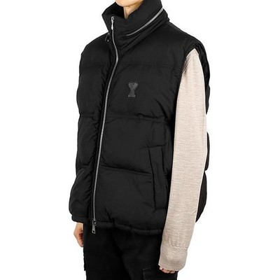 AMI Heart Logo Leder Patch Daunen Wattierung Weste PA0009 001 HJK703 115933444