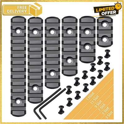 6 Pack Lock Picatinny Rail 3/5/7/9/11/13 Slot Set M-Lok Picatinny Rail