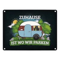 Zuhause Ist Wo Wir Parken Metallschild Mit Camping Motiv Wohnwagen Wohnmobil