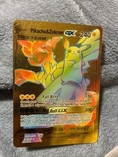pikachuand Zekrom tag team rainbow and gold in really good condition
