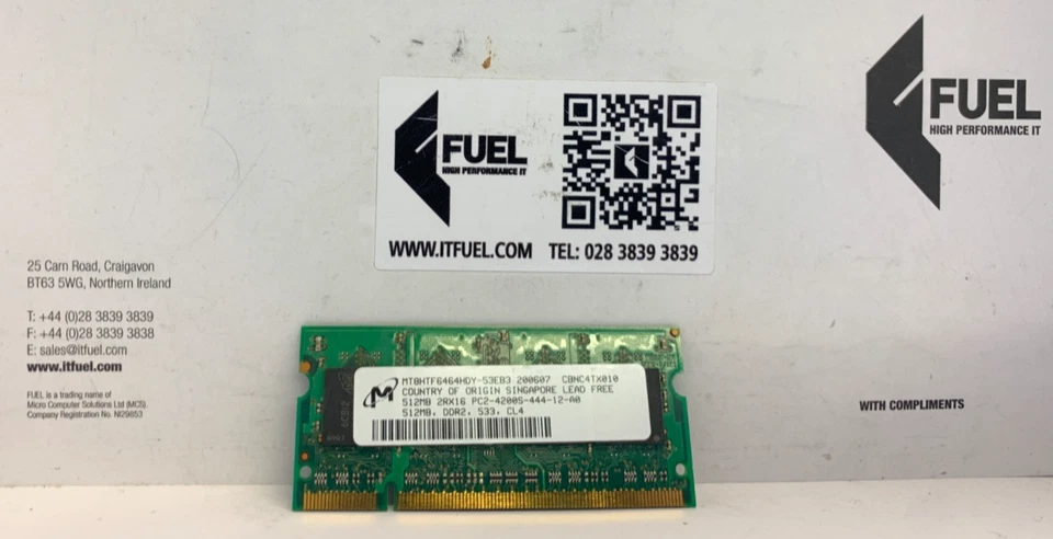 Macron 512mb DDR2 SODIMM ram memory module 4200 -  MT8HTF646HDY-53EB3 - Image 2 of 3