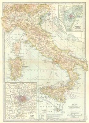 ITALIEN. Rom Venedig.Zeigt wichtige Seeschlachten/Daten 1811 1866 1676 241BC 1903 Karte