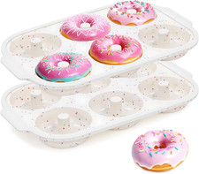 2 Pcs Silicone Donut Pan for Baking with Metal Reinforced Frame Nonstick 6 Cavit