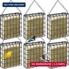 Zhehao 6 Pcs Suet Bird Feeders Outdoor, Hanging Wild Bird Feeder with Single Cak