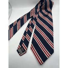 Robert Talbott Mark  Fore Strike Silk Tie Navy Red White Repp Stripe USA Made