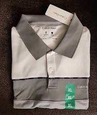 NEW Men's Calvin Klein Gray White Polo Shirt Size XLarge-Limited Quantity