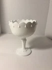 Vintage Indiana White Milk Glass Large Tear Drop Pedestal Compote Wedding Bowl