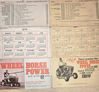 #ad #ad 1969 AND 1970 WHEEL HORSE POWER FACTORY SUGGESTED PRICE LISTS TRIFOLD RARE $17.99