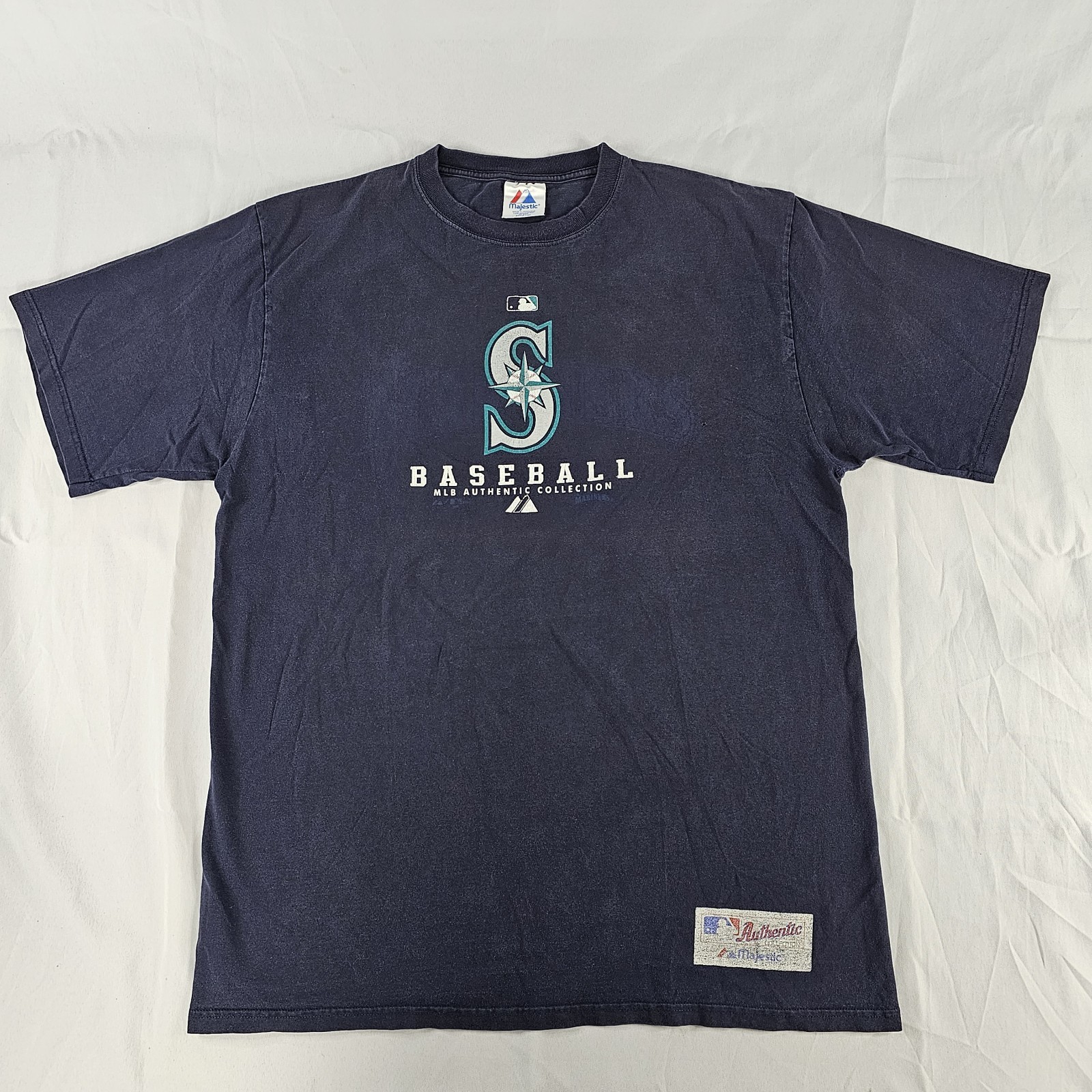 Vintage Y2K Majestic Seattle Mariners Baseball Tshirt MLB Size Lrg Fits XL READ⬇