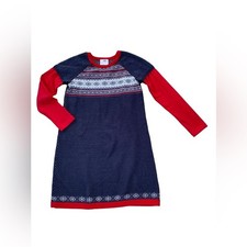 Hanna Andersson Size 140, 10, Fair Isle Holiday Winter Layered Sweater Dress