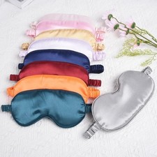 Luxury Pure Organic Satin Silk Eye Mask Soft Relax Travel Sleep Blindfold UK