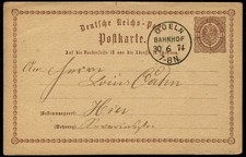 DR Brustschild Ganzsache P1 K1 COELN BAHNHOF nach Coeln