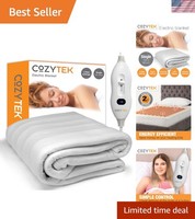 Elegant Single Electric Blanket in White - 3 Adjustable Heat Settings, Washable