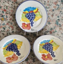 Set 3 Himark Signed Celina Pottery Dessert Salad Plates Portugal Hand Painted