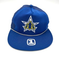 EUC VINTAGE 1980s Seattle Mariners Twins Brand Snap Back Baseball Cap Hat Large