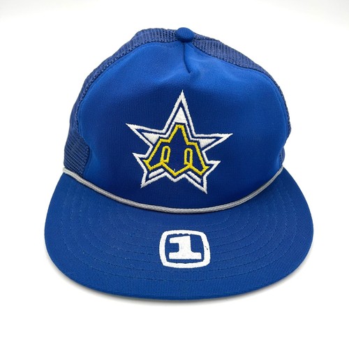 EUC VINTAGE 1980s Seattle Mariners Twins Brand Snap Back Baseball Cap Hat Large