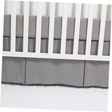 Microfiber Baby Crib Skirt with Box Pleated Long Sides, Soft Breathable Grey