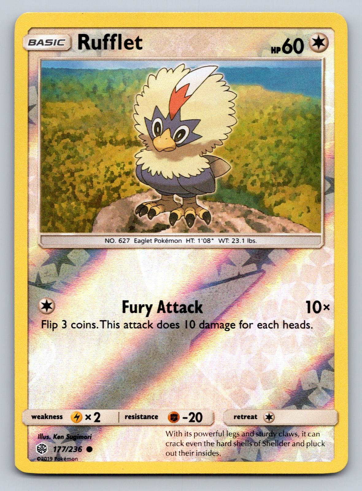 Pokemon Rufflet 177 Reverse Holo Common Cosmic Eclipse 236 LP