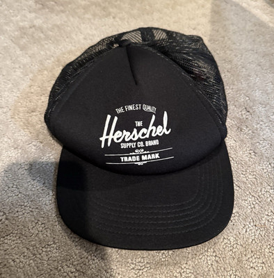 Herschel Black Trucker Hat One Size Adjustable Mesh Back Solid Casual Unisex