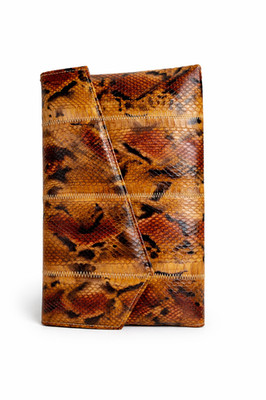 Genuine Python Leather Snakeskin Clutch With Removable Crossbody Shoulder Strap