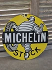 VINTAGE 1960'S MICHELIN MAN PORCELAIN ENAMEL  DEALER SIGN 30" GREAT COLORS