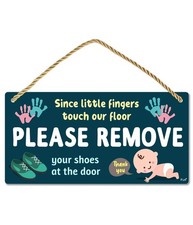 Please Remove Your Shoes Hanging Double Sided Plastic Sign