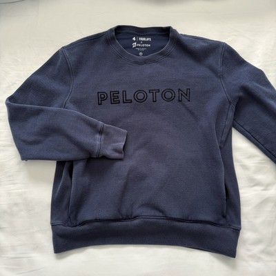FOURLAPS x PELOTON Pullover Sweatshirt Medium Blue Pockets Logo Crew Neck Thick