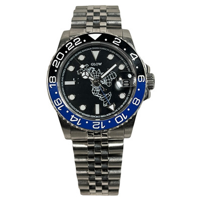 36mm Glow Model G GMT Worldtimer Watch ''Batman''